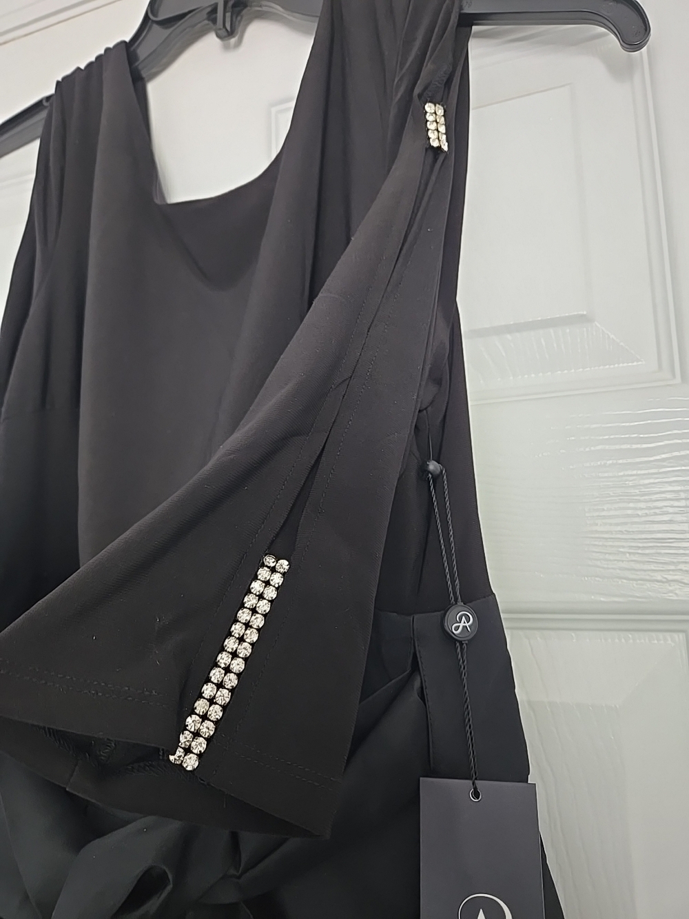 Adrianna Papell Taffeta Formal Evening Cocktail Black Dress Size 14M NWT - Picture 9 of 15